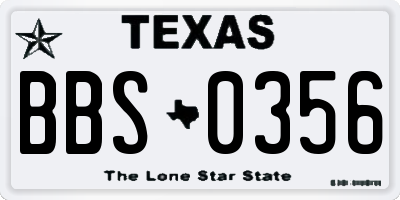 TX license plate BBS0356