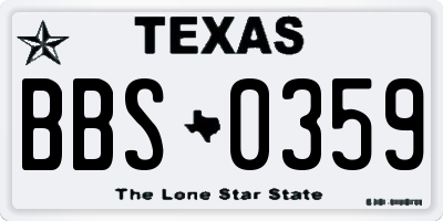 TX license plate BBS0359