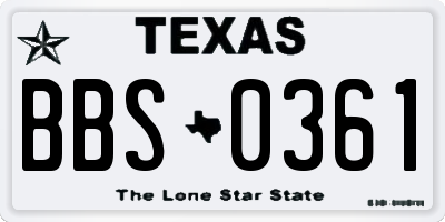 TX license plate BBS0361