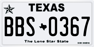 TX license plate BBS0367