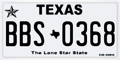 TX license plate BBS0368