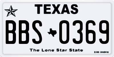 TX license plate BBS0369