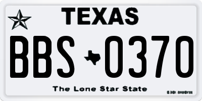 TX license plate BBS0370