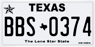 TX license plate BBS0374