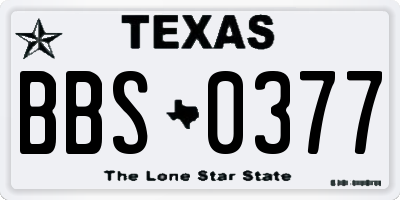 TX license plate BBS0377