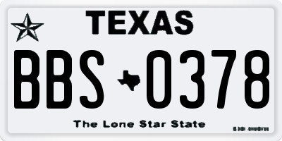 TX license plate BBS0378