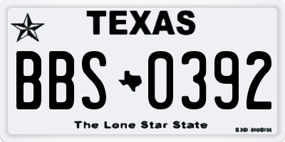 TX license plate BBS0392