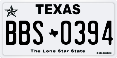 TX license plate BBS0394