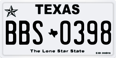 TX license plate BBS0398