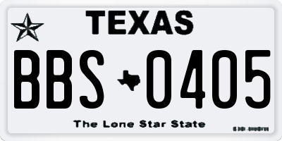 TX license plate BBS0405