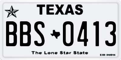 TX license plate BBS0413