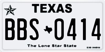TX license plate BBS0414