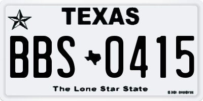 TX license plate BBS0415