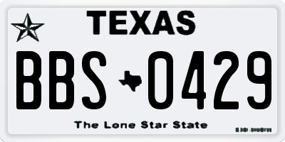 TX license plate BBS0429