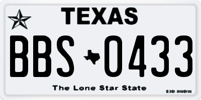 TX license plate BBS0433