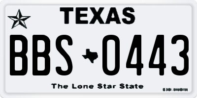 TX license plate BBS0443