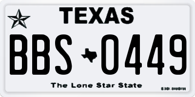 TX license plate BBS0449