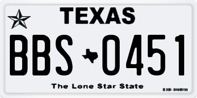 TX license plate BBS0451