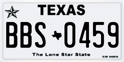 TX license plate BBS0459