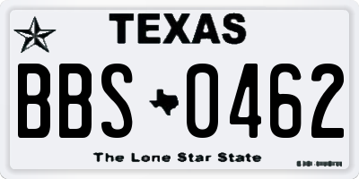 TX license plate BBS0462