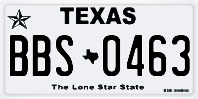 TX license plate BBS0463