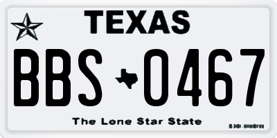TX license plate BBS0467