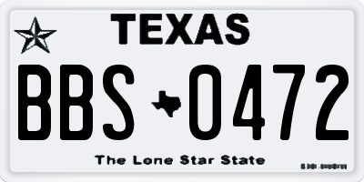 TX license plate BBS0472