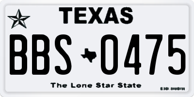 TX license plate BBS0475