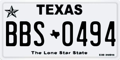 TX license plate BBS0494