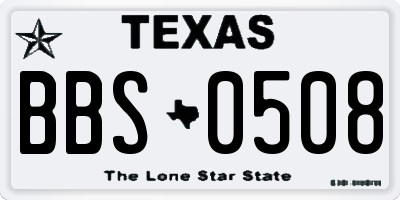 TX license plate BBS0508