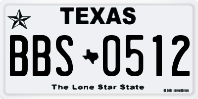 TX license plate BBS0512