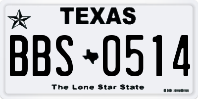 TX license plate BBS0514