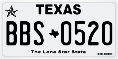 TX license plate BBS0520