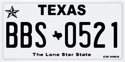 TX license plate BBS0521