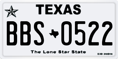 TX license plate BBS0522