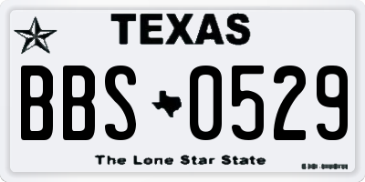 TX license plate BBS0529