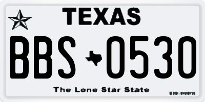 TX license plate BBS0530