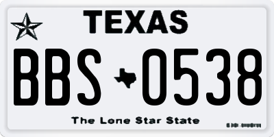 TX license plate BBS0538