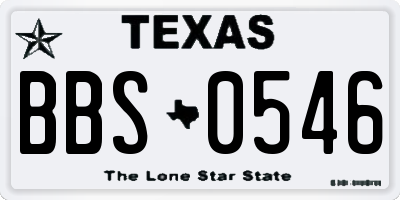 TX license plate BBS0546