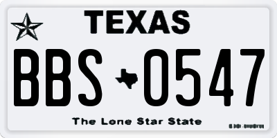 TX license plate BBS0547