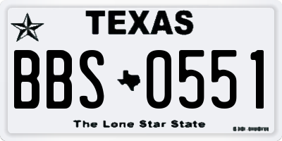 TX license plate BBS0551