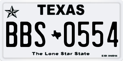 TX license plate BBS0554