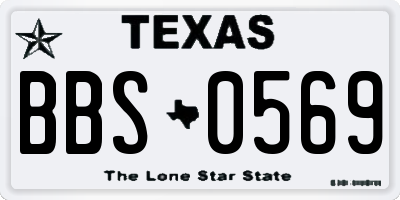 TX license plate BBS0569