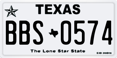 TX license plate BBS0574