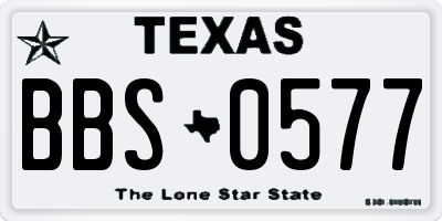 TX license plate BBS0577