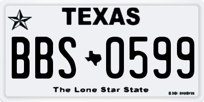 TX license plate BBS0599