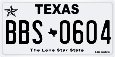 TX license plate BBS0604