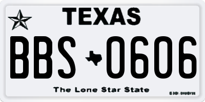TX license plate BBS0606