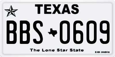 TX license plate BBS0609