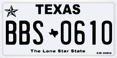 TX license plate BBS0610